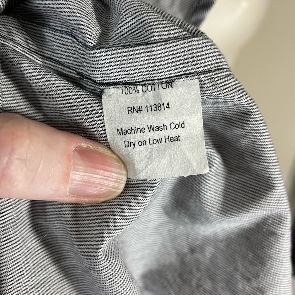 Billy Reid Pinstripe Button Down Grey High Low Longline Shirt W/S LN - Picture 7 of 14